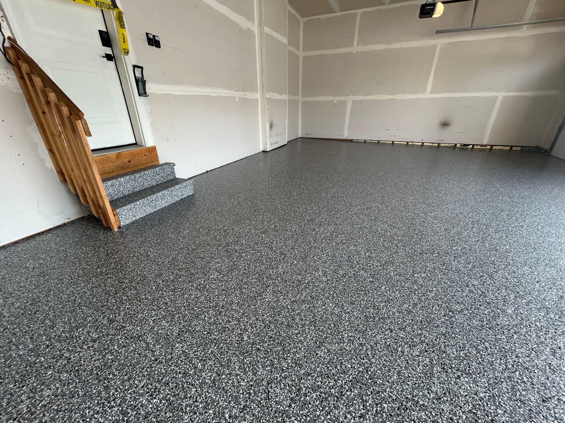 Gallery photos for Plain Concrete to Full Flake Epoxy Garage Floor Finish: Image #1
