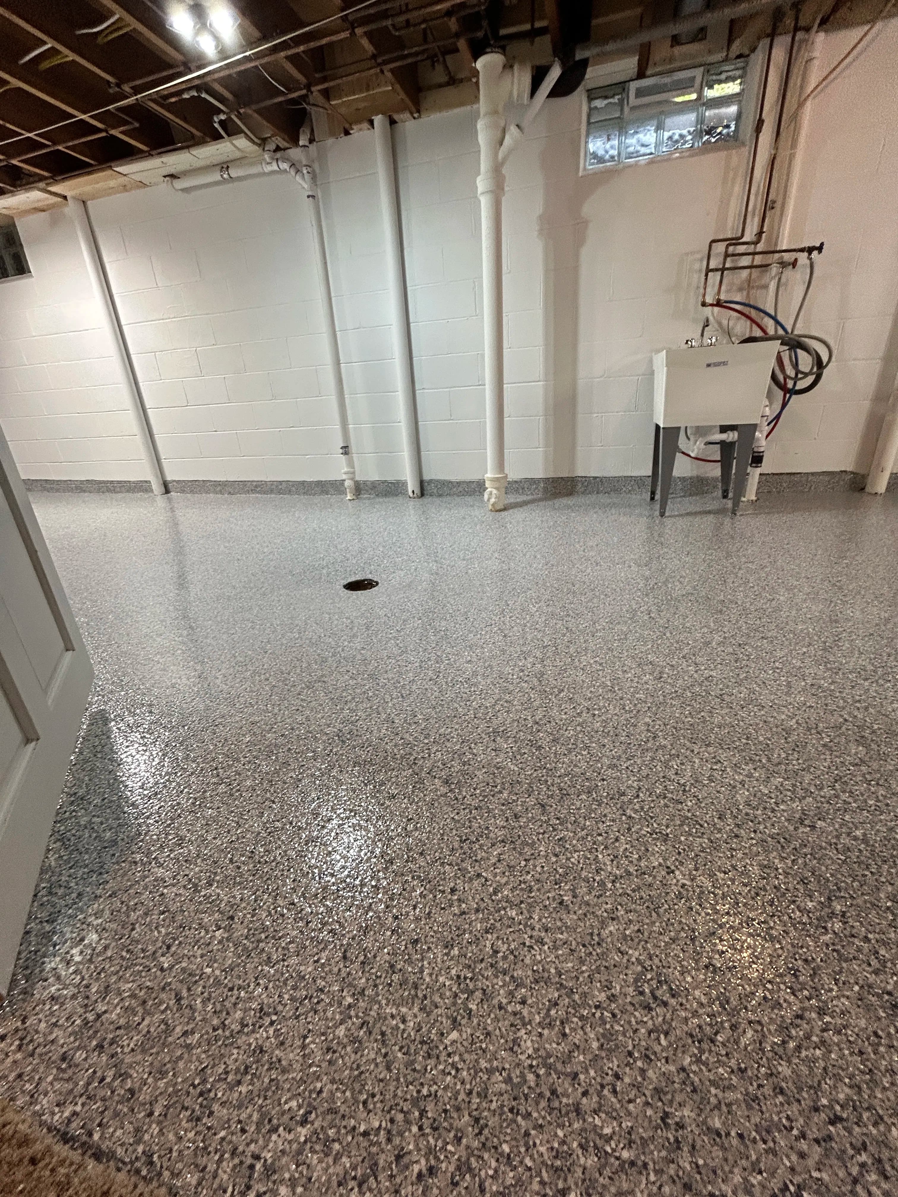 Project Full Flake Epoxy Basement Floor in Tidal Wave image